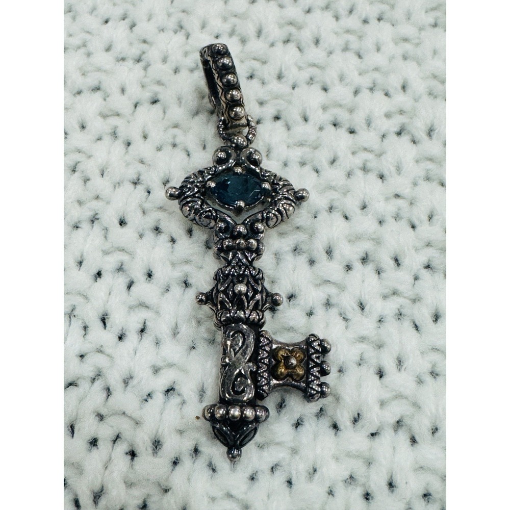 Barbara Bixby 925 18K Sterling Key Enhancer Pendant Blue Stone